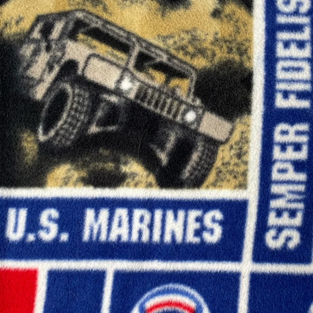 USMC Marine Corps Fleece Pillowcase Marines Flag Military Tank Standard Pillow